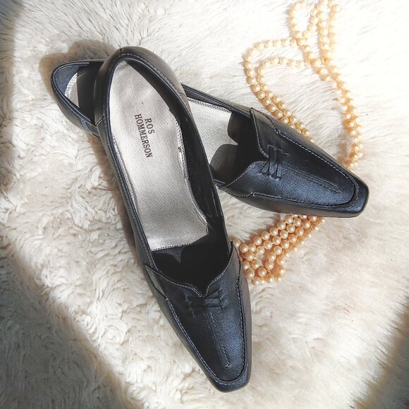 RARE FIND! ROS Hommerson Black Genuine Leather PUMPS - Very Good Condition! - Picture 1 of 5